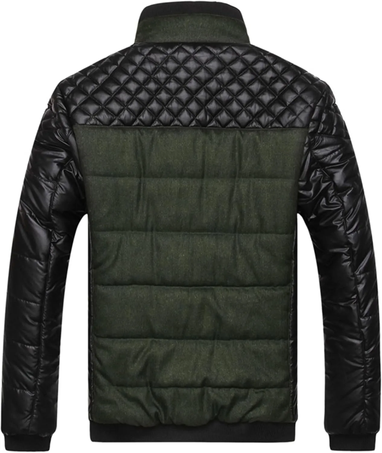 DGHM-JLMY Men's Shoulder Chest Rhombic Quilted Coat Thicken Stand Collar Warm Zipper Coat splicing Cotton-Padded Jacket