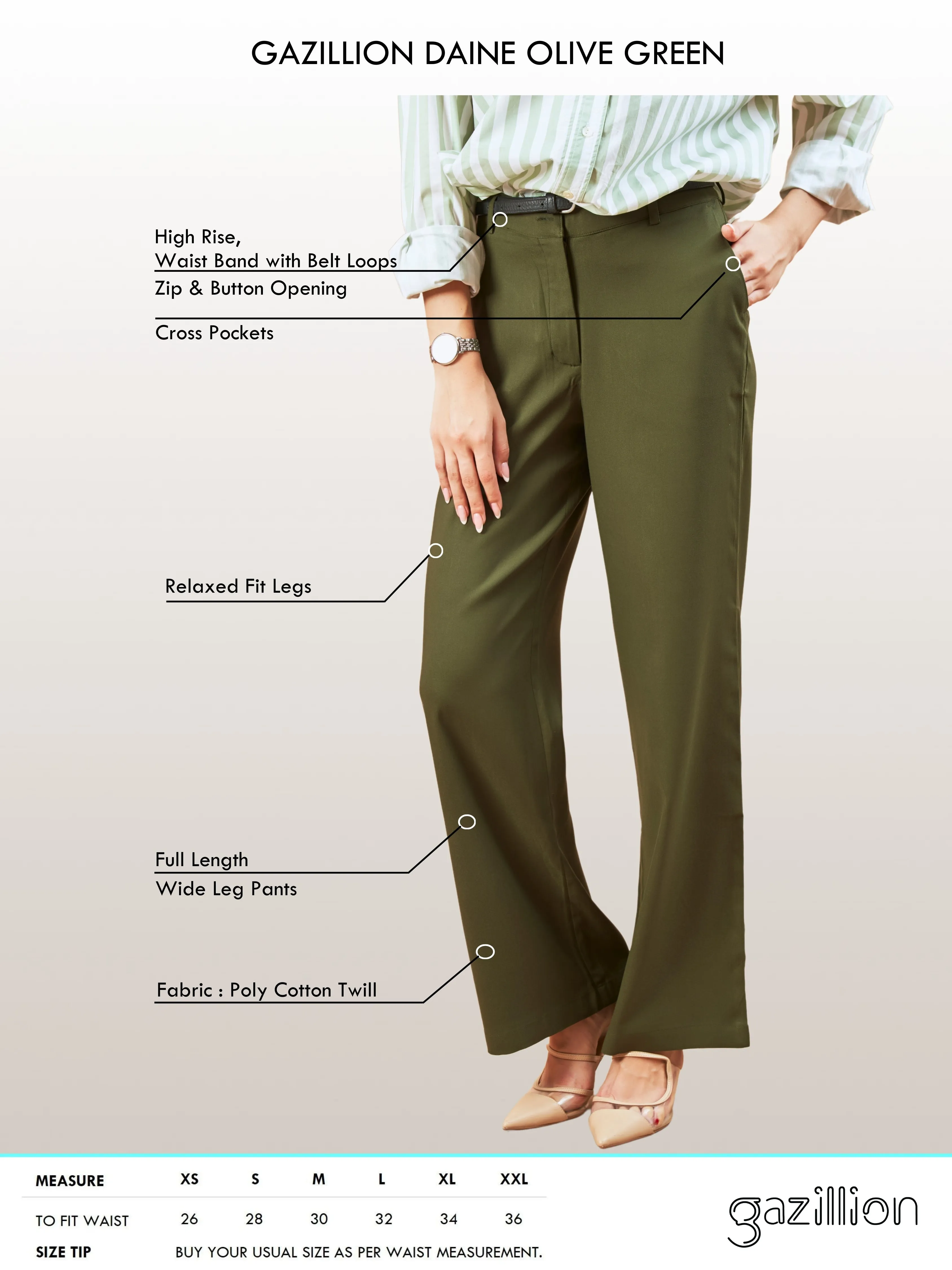 Diane Olive Green Formal Trousers