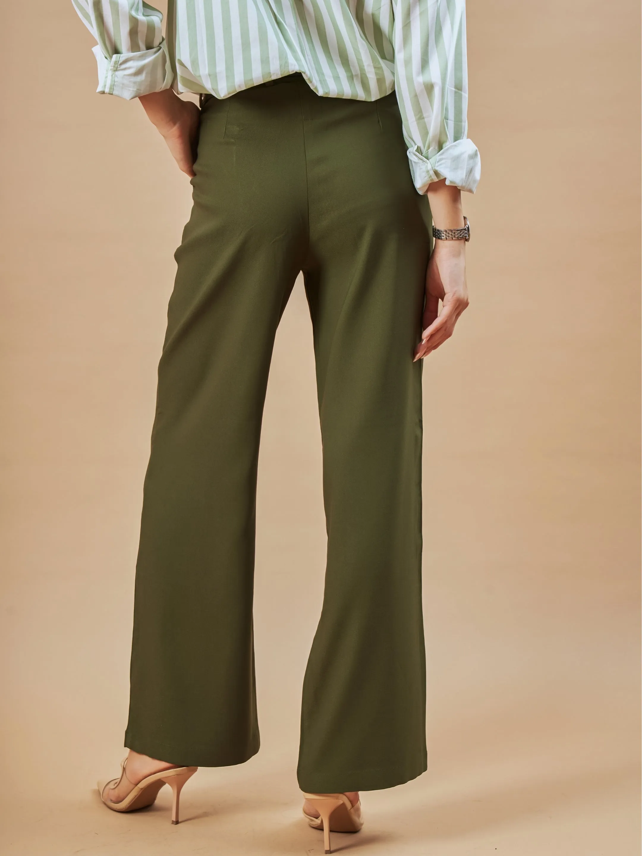 Diane Olive Green Formal Trousers