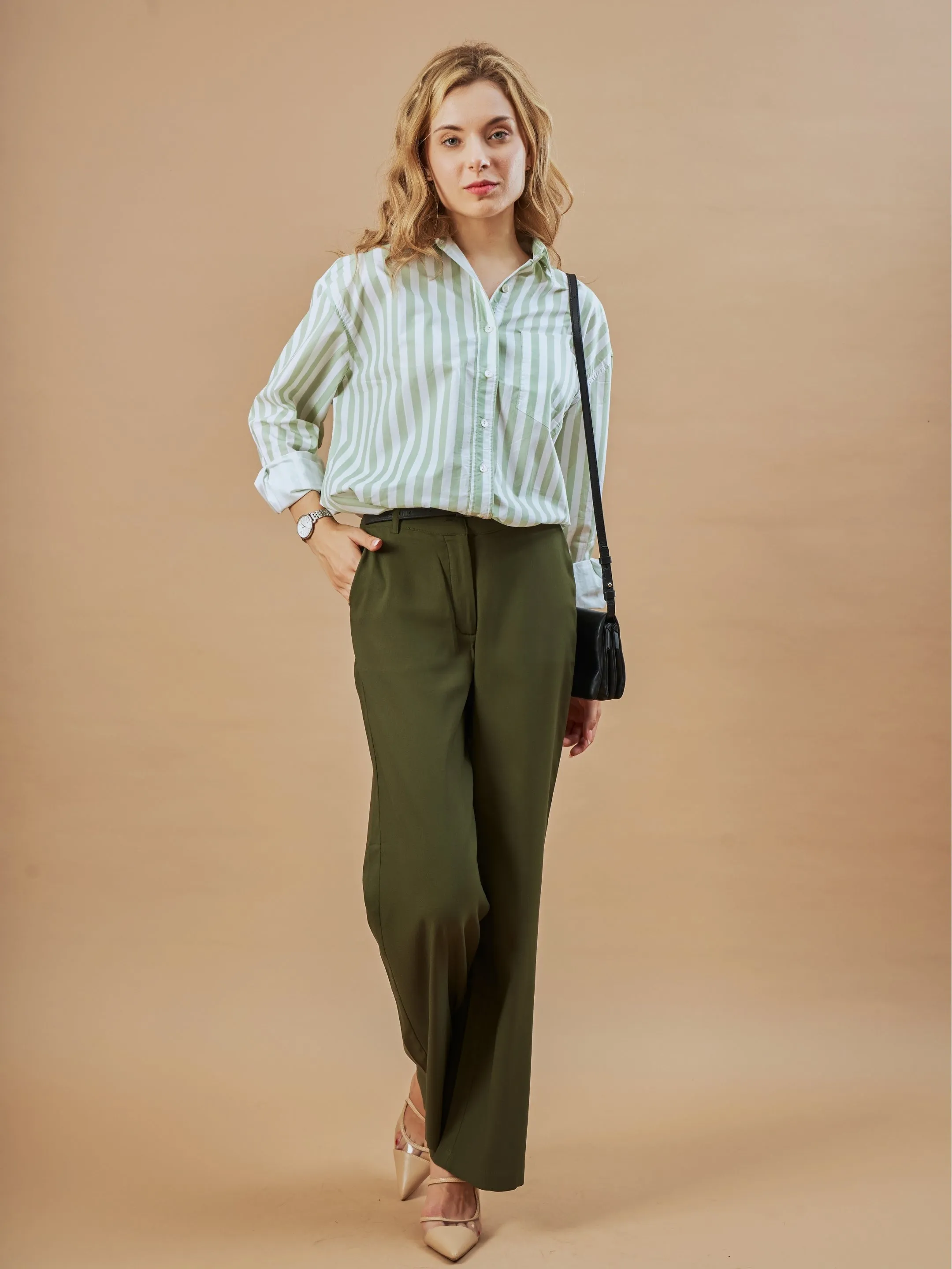 Diane Olive Green Formal Trousers
