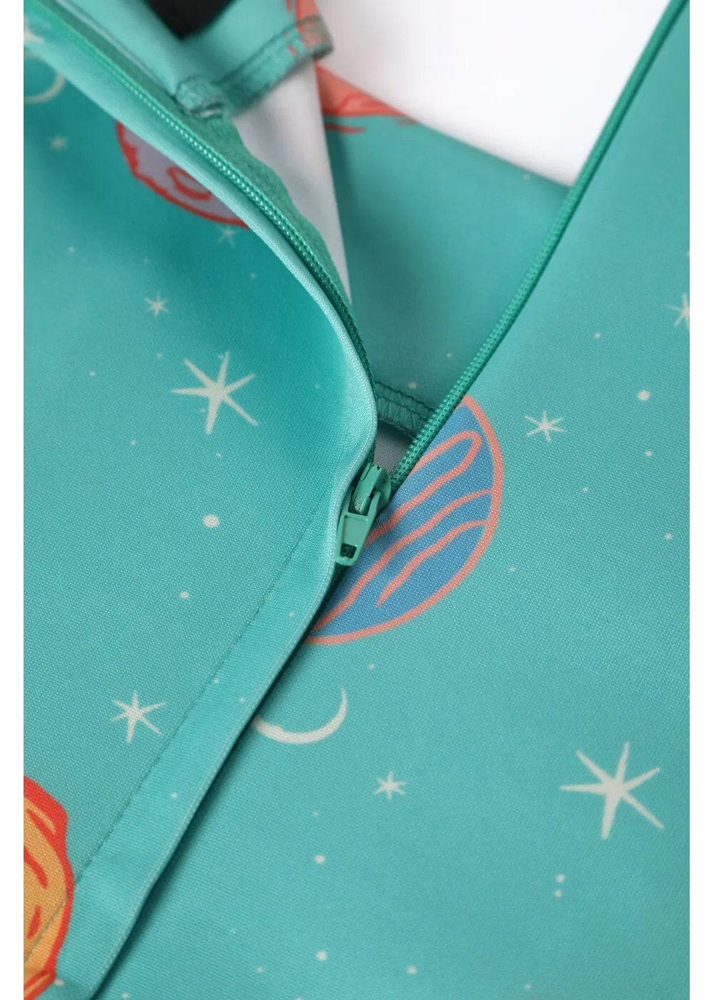 Dolly & Dotty Amanda Dinosaur World 50's Swing Dress Turquoise