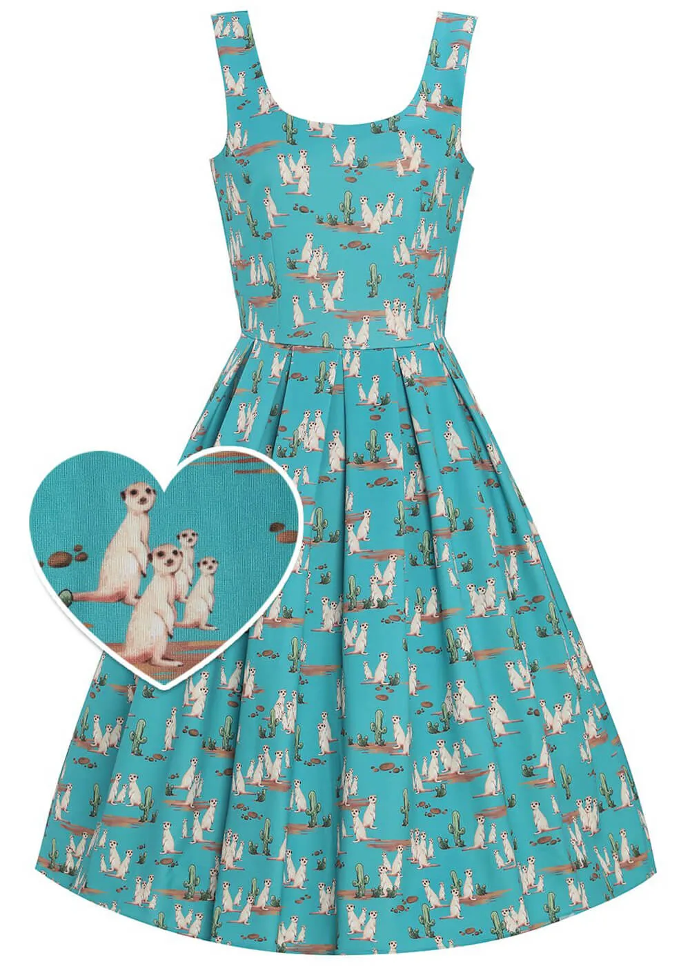 Dolly & Dotty Amanda Meerkat 50's Swing Dress Turquoise