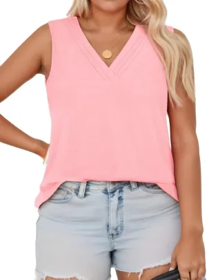 DOLNINE Women's Plus Size Tank Tops V Neck Sleeveless Shirts Casual Summer Fashion Tunic Blouses