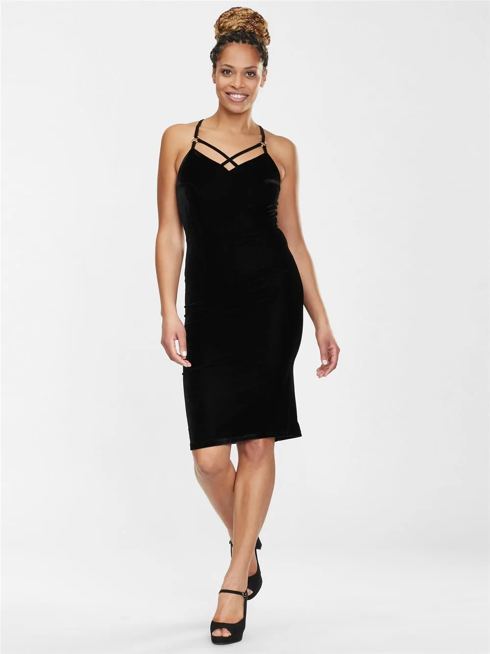 Domino Black Velvet Pencil Dress