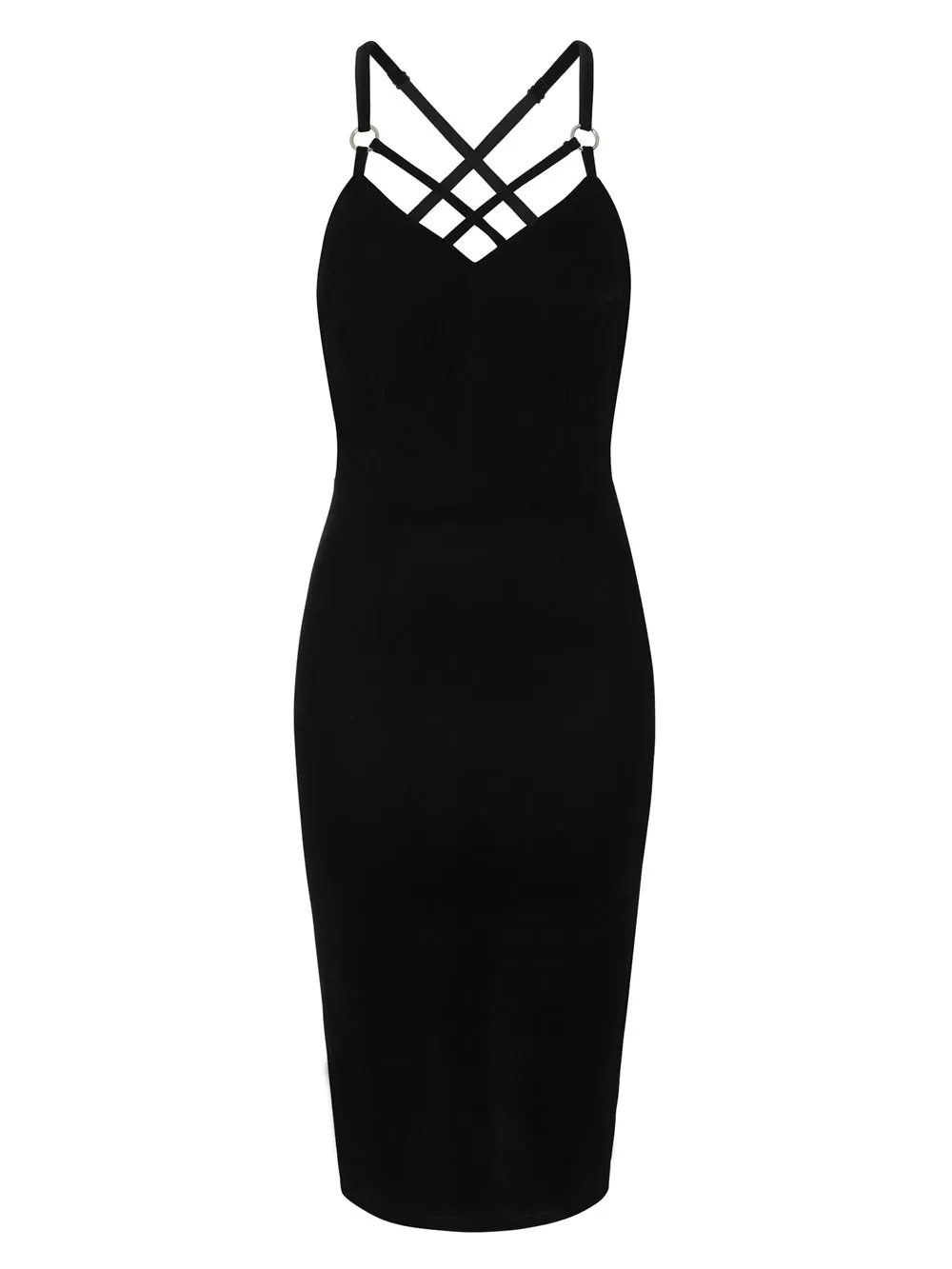 Domino Black Velvet Pencil Dress