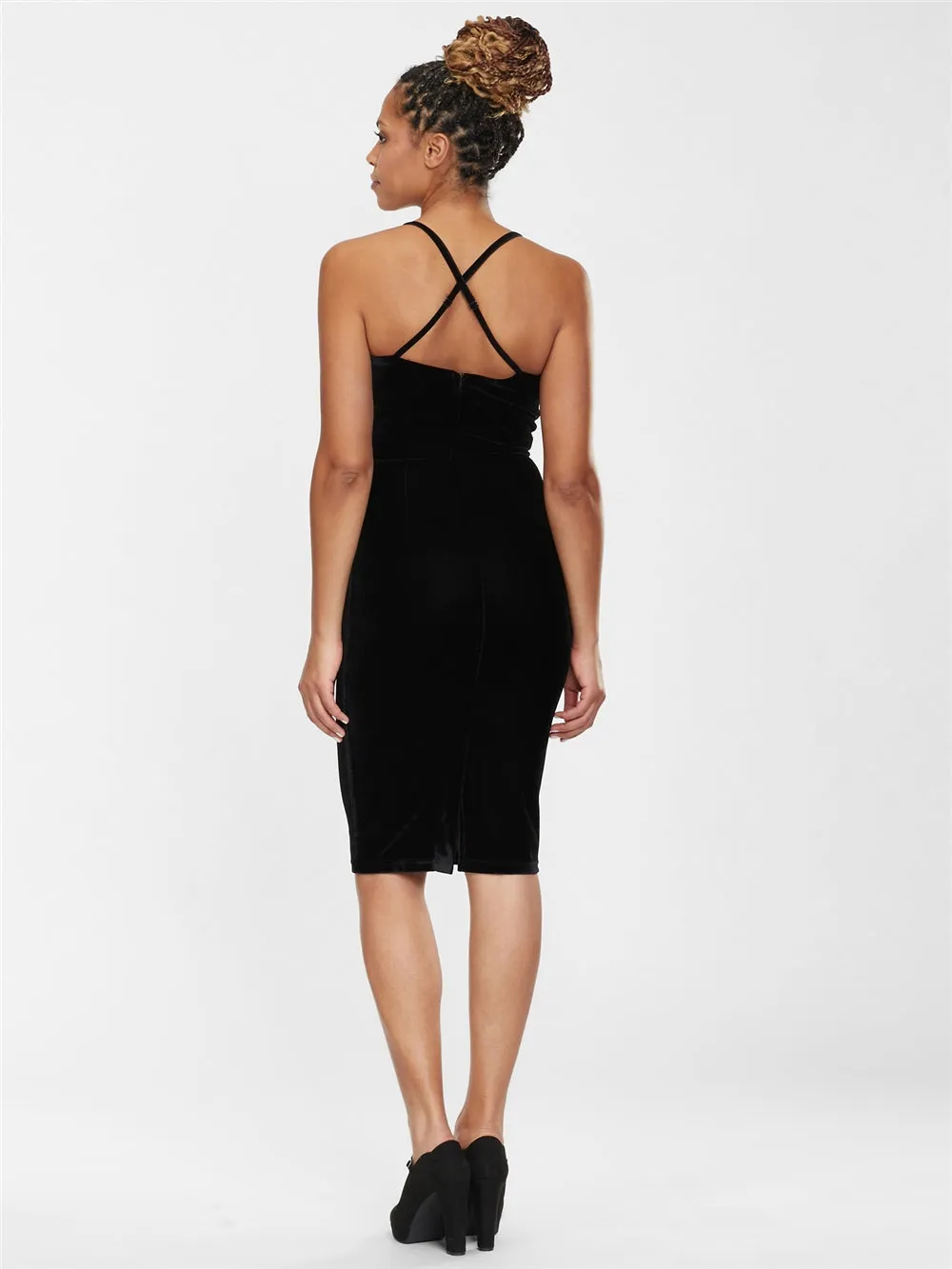 Domino Black Velvet Pencil Dress