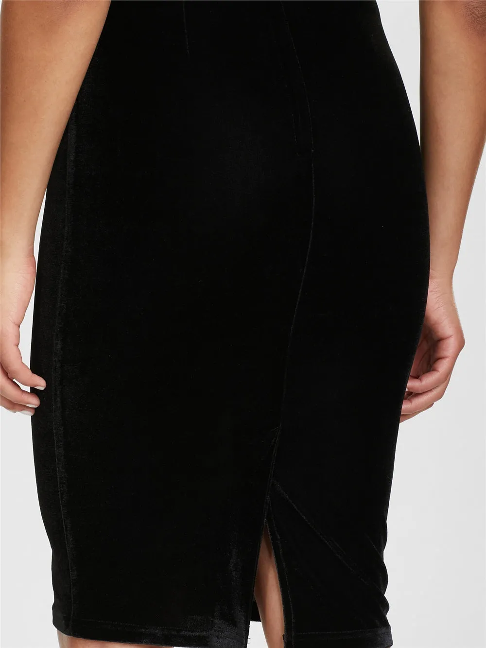 Domino Black Velvet Pencil Dress