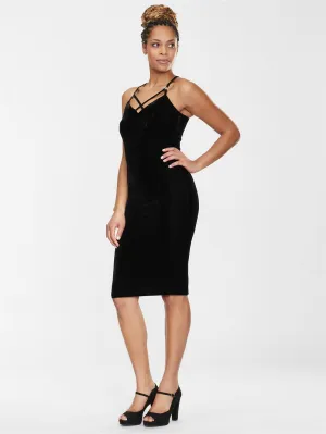 Domino Black Velvet Pencil Dress