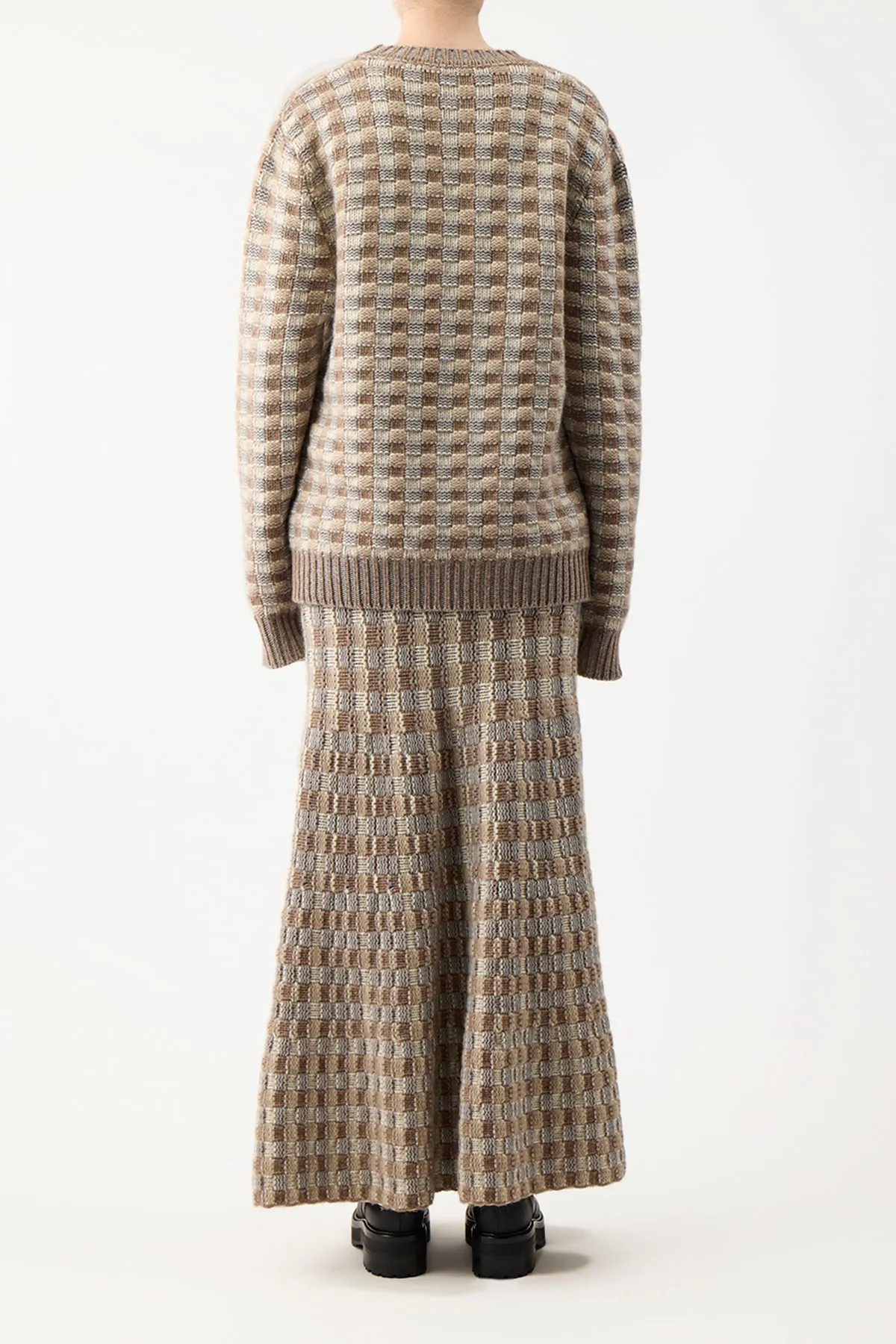 Drew Knit Maxi Skirt in Ivory Multi Cashmere