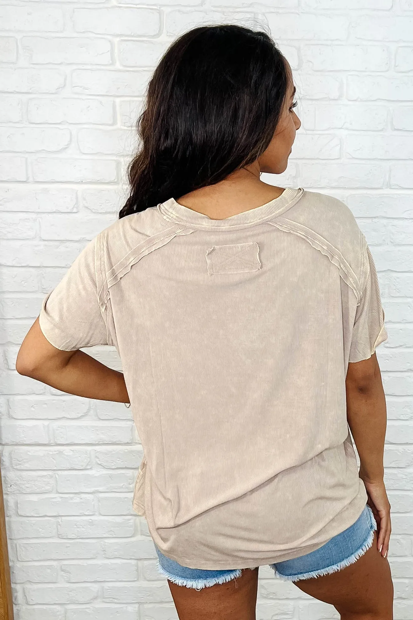 Effortless Basics Mineral Wash Top - Ash Mocha