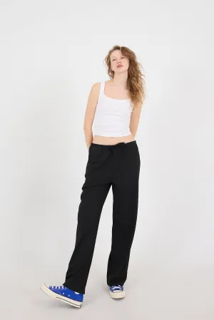 Elastic Waist Front Tie Wide Leg Pants