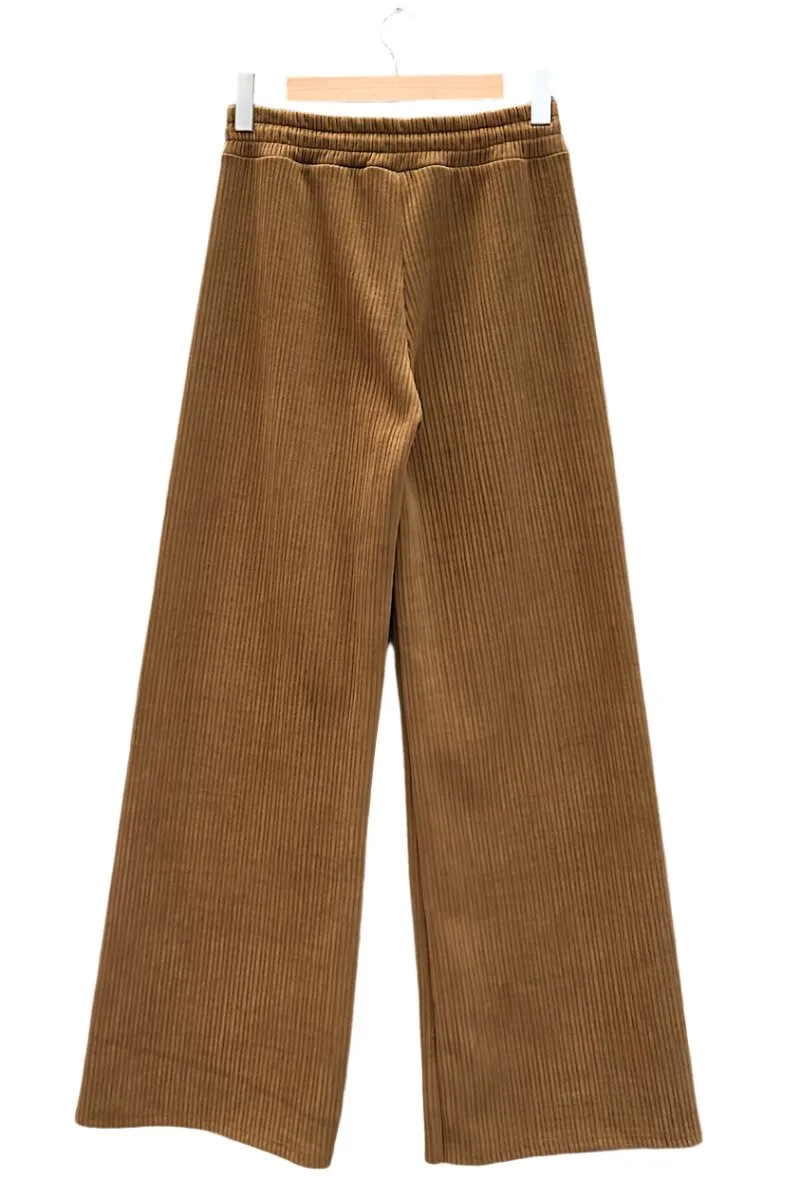 Elasticated Wide Leg Made In Italy Corduroy Trousers One Size