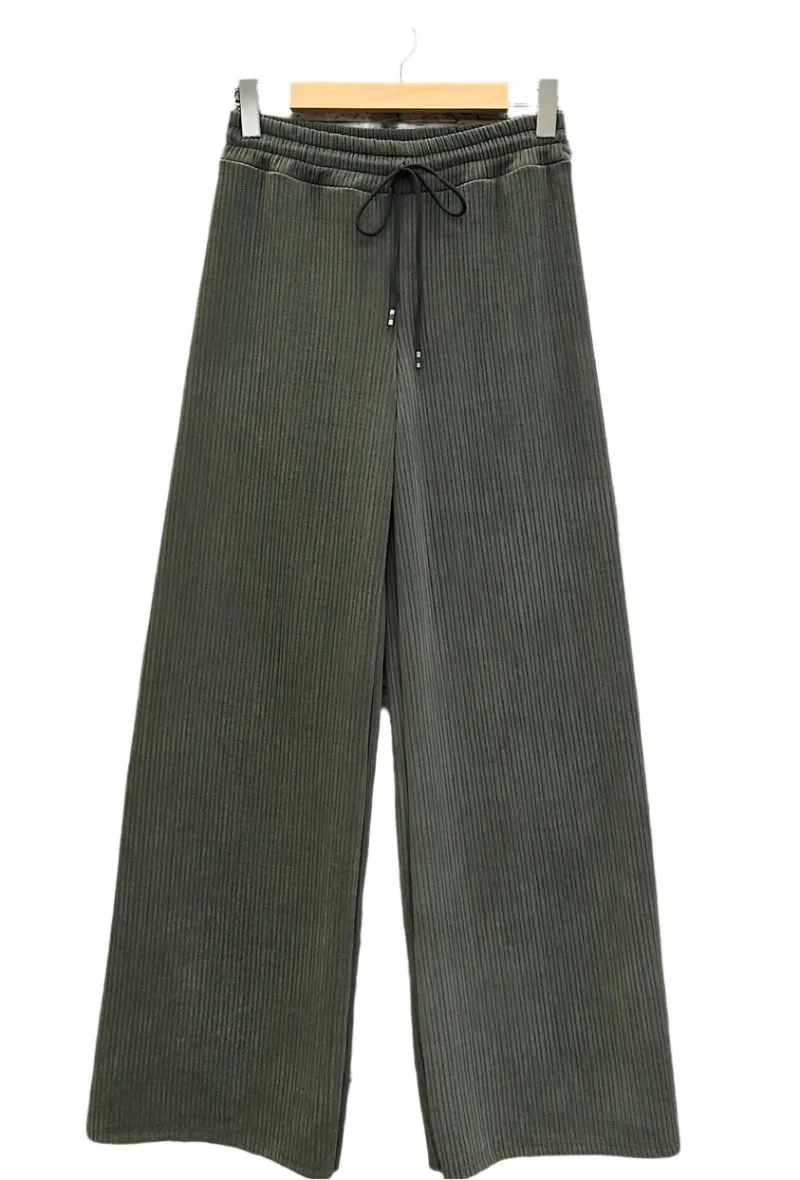 Elasticated Wide Leg Made In Italy Corduroy Trousers One Size