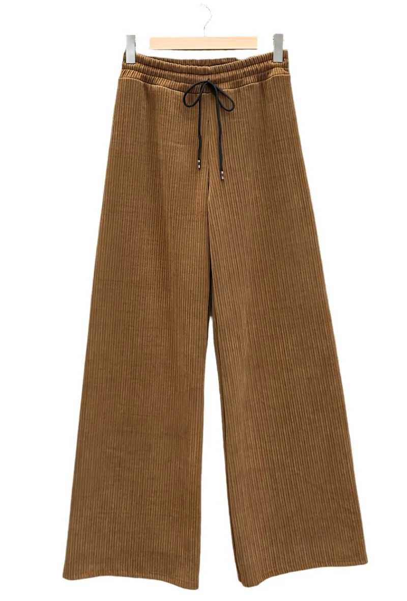 Elasticated Wide Leg Made In Italy Corduroy Trousers One Size