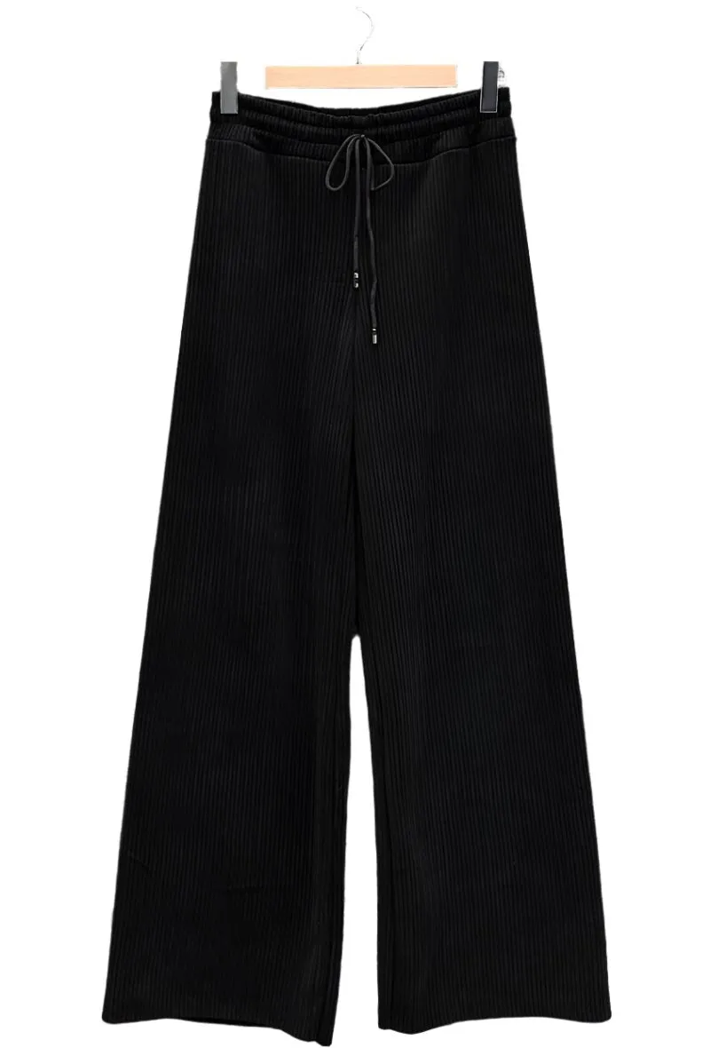 Elasticated Wide Leg Made In Italy Corduroy Trousers One Size
