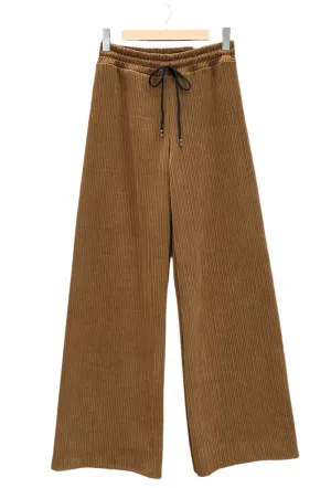 Elasticated Wide Leg Made In Italy Corduroy Trousers One Size
