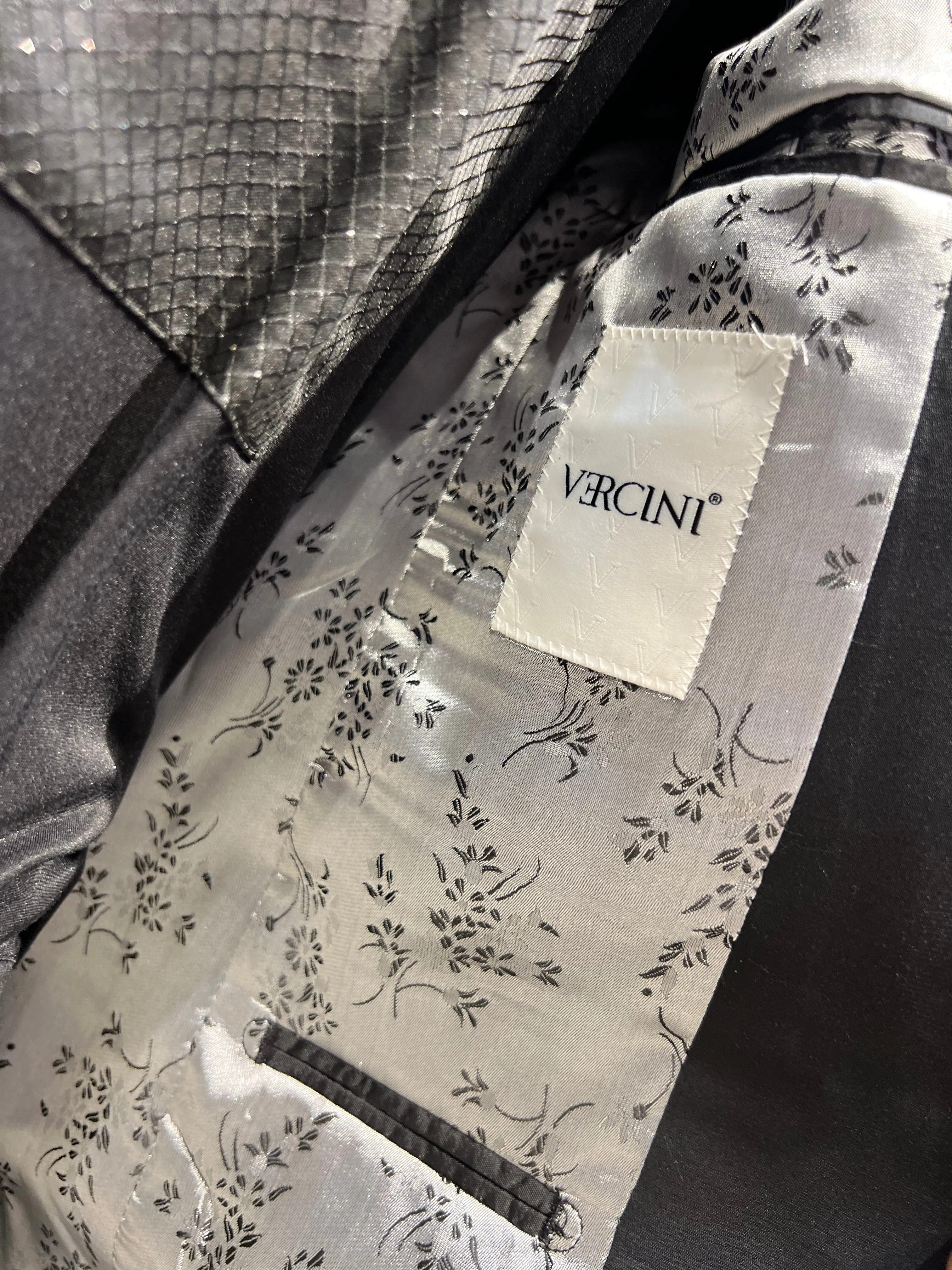 Elegance Tuxedo with Silver Brush Designs