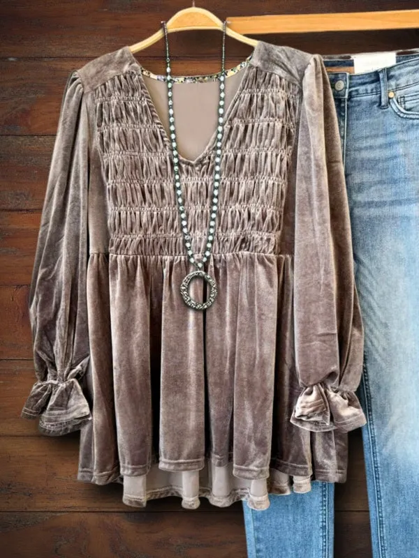 Elegant Velvet Ruching Top