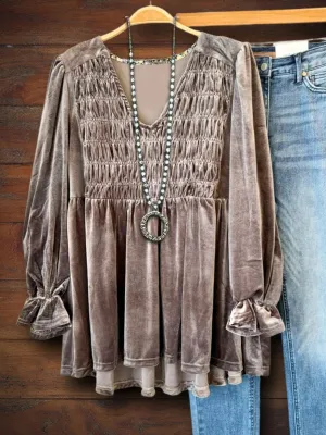 Elegant Velvet Ruching Top
