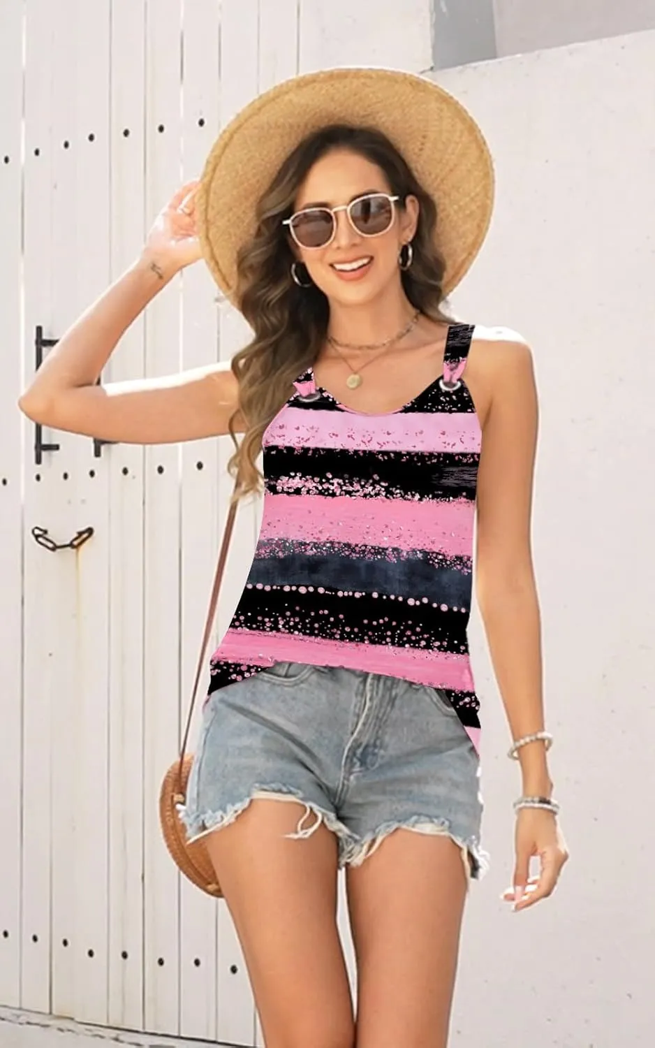ETCYY NEW Womens Tank Tops 2025 Summer T Shirts V Neck Sleeveless Casual Loose Blouses