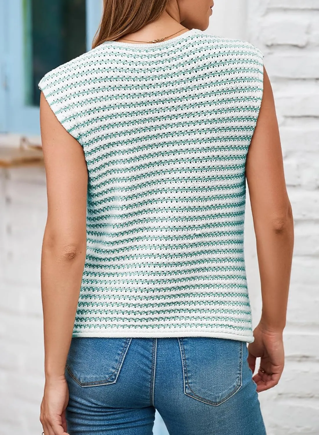 EVALESS Casual Cropped Crochet Cardigan Sweaters for Women Trendy Summer V Neck Sleeveless Sweater Vest Button Up Cardigans