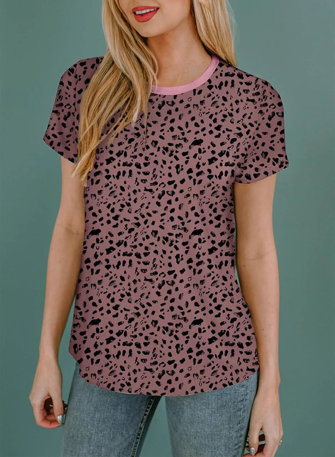 EVALESS Womens Casual Polka Dot Tops Crewneck Short Sleeve T Shirts Fashion Outfits 2025 Spring Summer Shirts