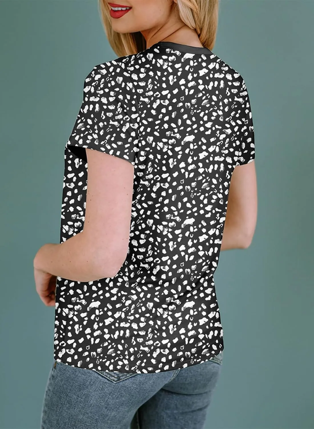 EVALESS Womens Casual Polka Dot Tops Crewneck Short Sleeve T Shirts Fashion Outfits 2025 Spring Summer Shirts
