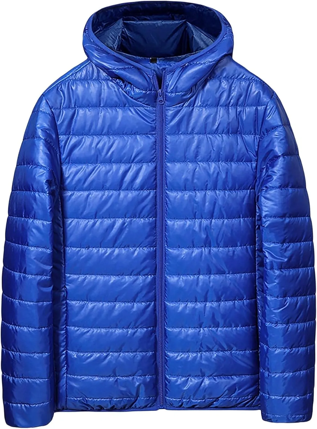 evzosrz Mens Down Jackets with Hood Lightweight Puffer Jacket Zip Warm Packable Winter Hoodies Coats Padded Bubble Outwear