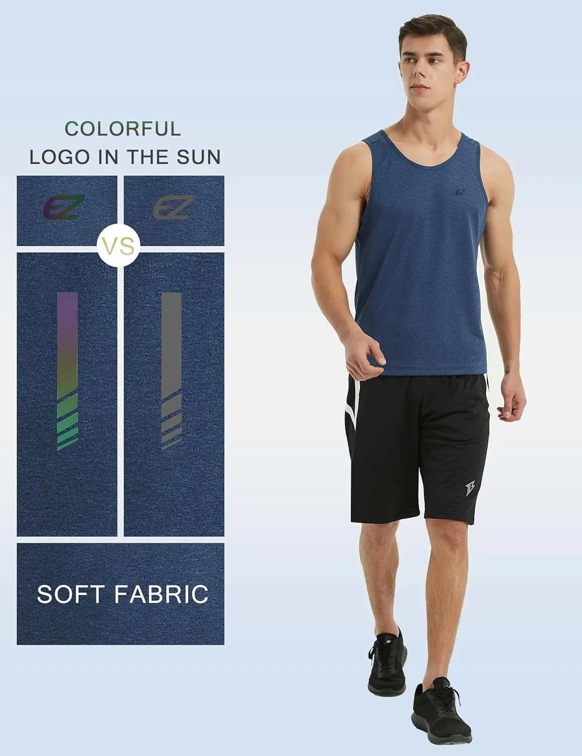 EZRUN Men's Tank Tops Quick Dry Workout Swim Beach Shirts Sleeveless Shirts for Bodybuilding Gym Fitness Training