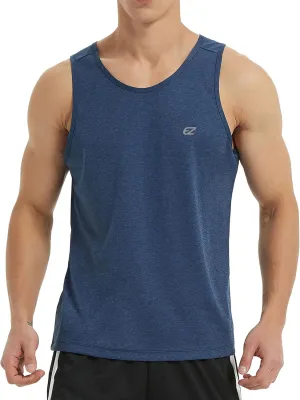 EZRUN Men's Tank Tops Quick Dry Workout Swim Beach Shirts Sleeveless Shirts for Bodybuilding Gym Fitness Training