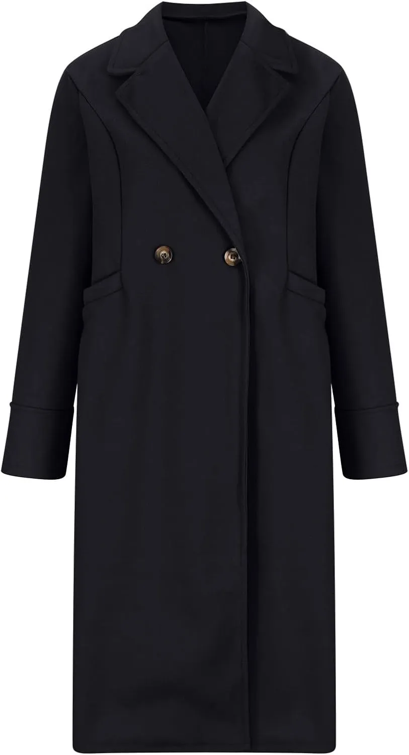 Fall Cardigan for Women 2022 Solid Lapel Collar Trench Coat Open Front Mid Length Wool Blend Coat Elegant Pea Coat