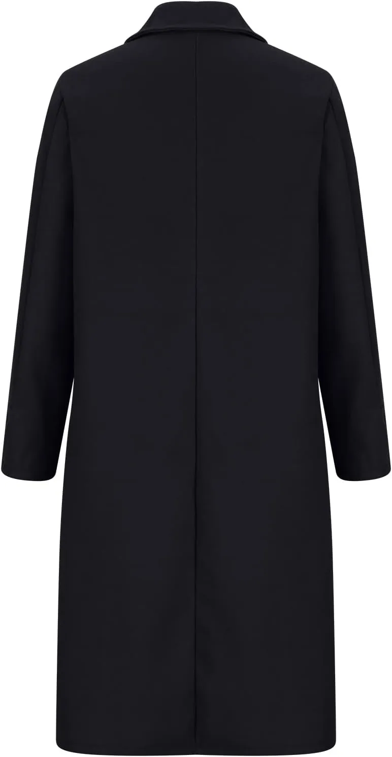 Fall Cardigan for Women 2022 Solid Lapel Collar Trench Coat Open Front Mid Length Wool Blend Coat Elegant Pea Coat