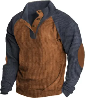 Fall Shirts for Men Casual Long Sleeve Trendy Stand Collar Button Neck Henley Tops Crewneck Sweatshirts Hoodie
