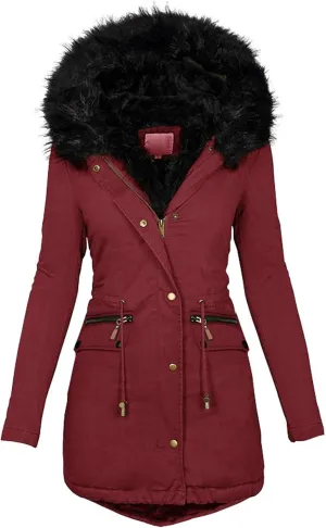 Fall Winter Coat for Women Casual Sherpa Fleece Lined Hooded Cotton Padded Jackets Zip Up Puffer Hoodie Jacket Parka Pea Coat