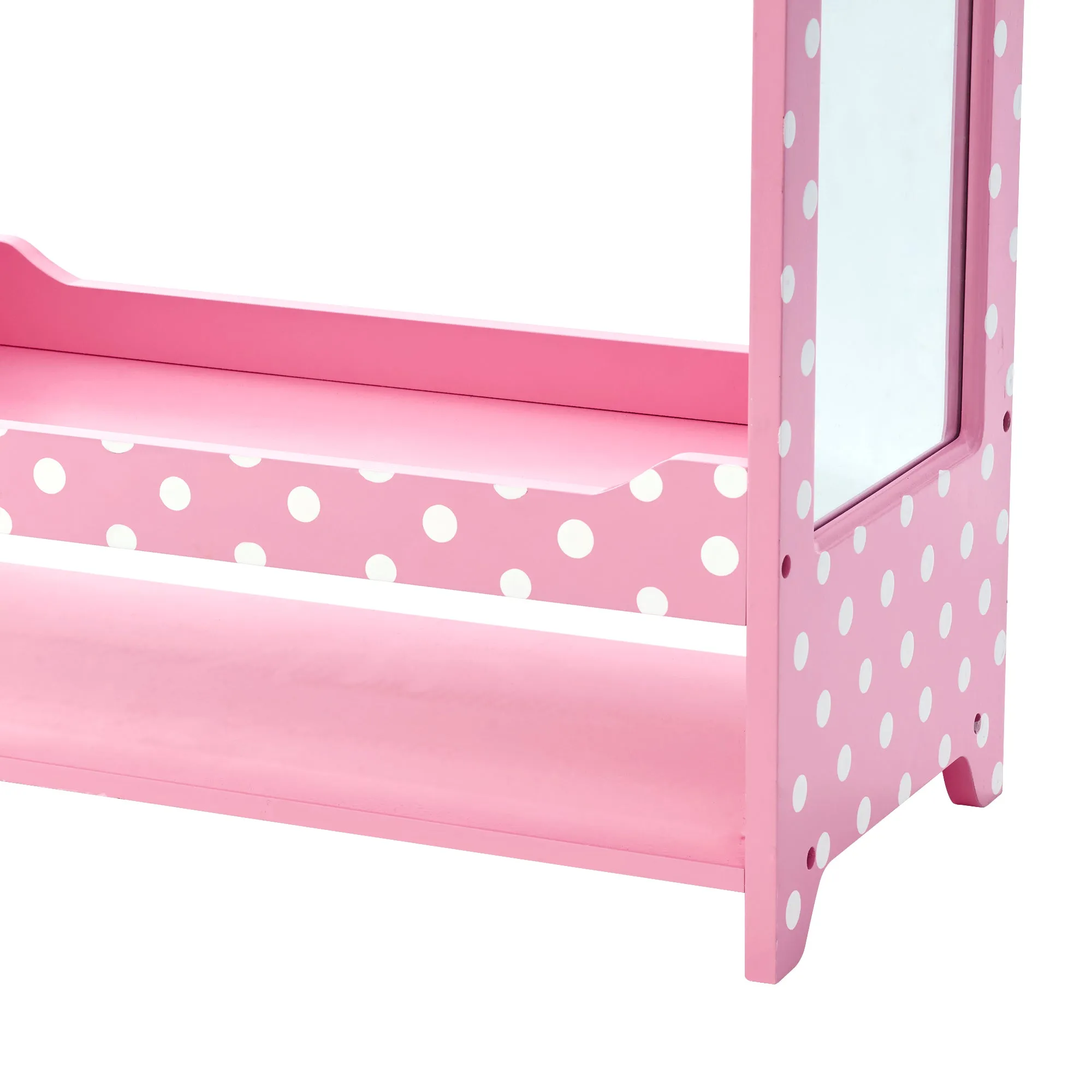 Fantasy Fields Polka Dots Children’s Wooden Wardrobe, Kids Dress Up Storage Closet with Rail