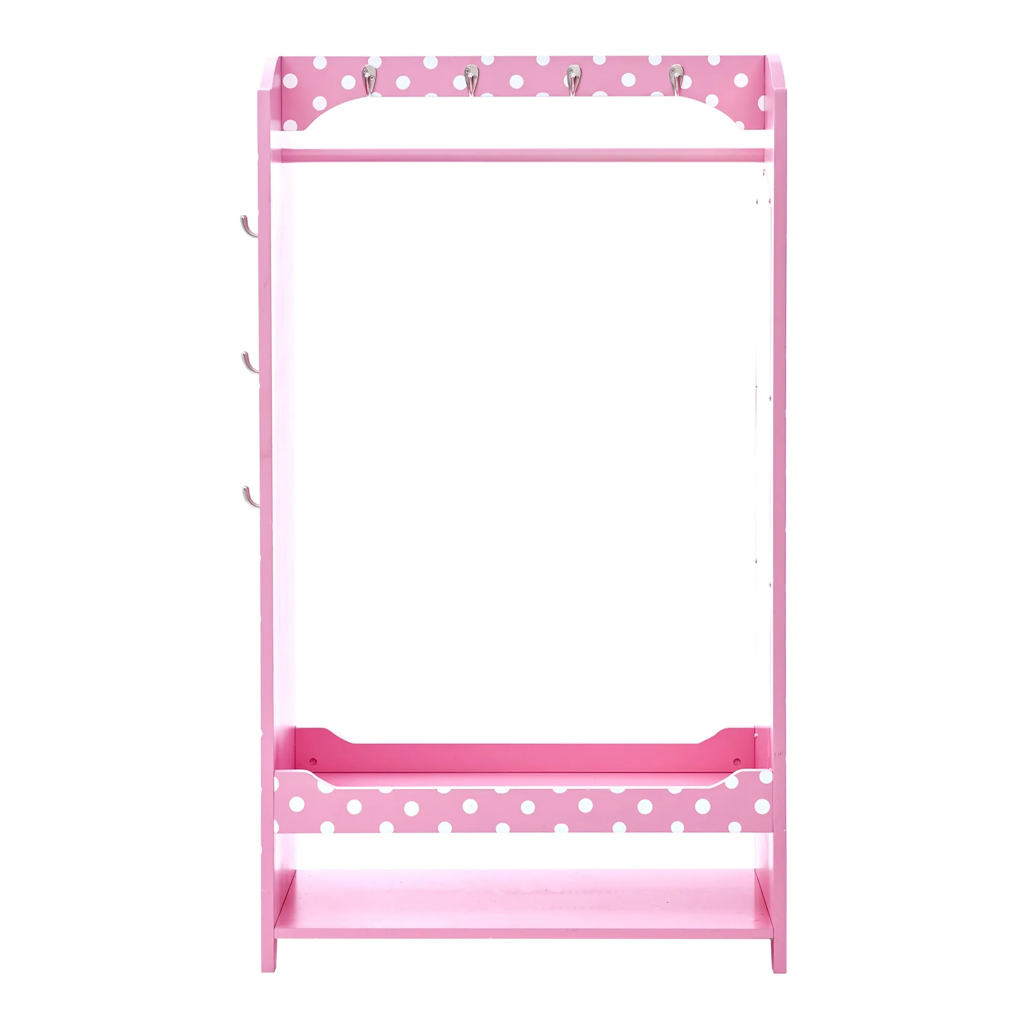 Fantasy Fields Polka Dots Children’s Wooden Wardrobe, Kids Dress Up Storage Closet with Rail