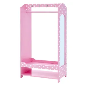 Fantasy Fields Polka Dots Children’s Wooden Wardrobe, Kids Dress Up Storage Closet with Rail