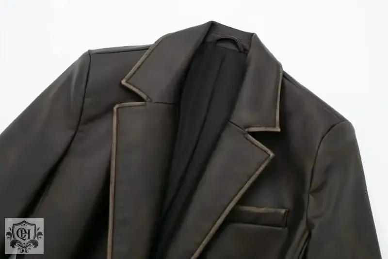 Faux Leather Long Coat