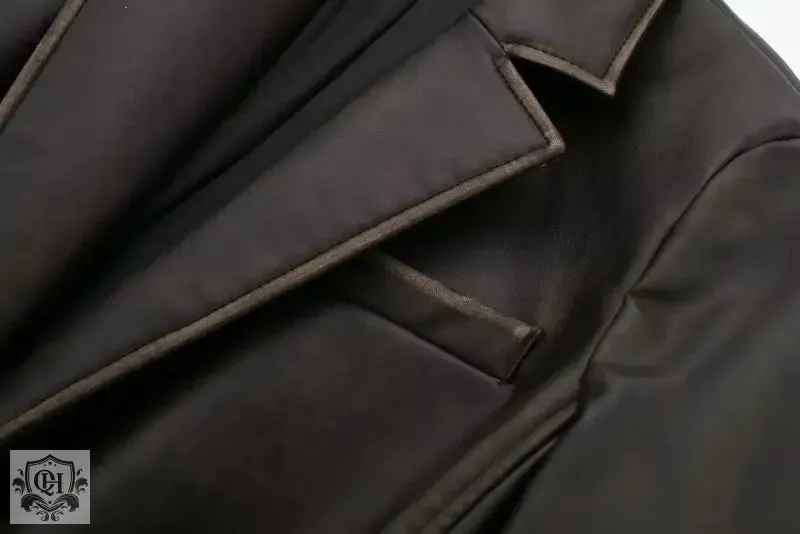 Faux Leather Long Coat