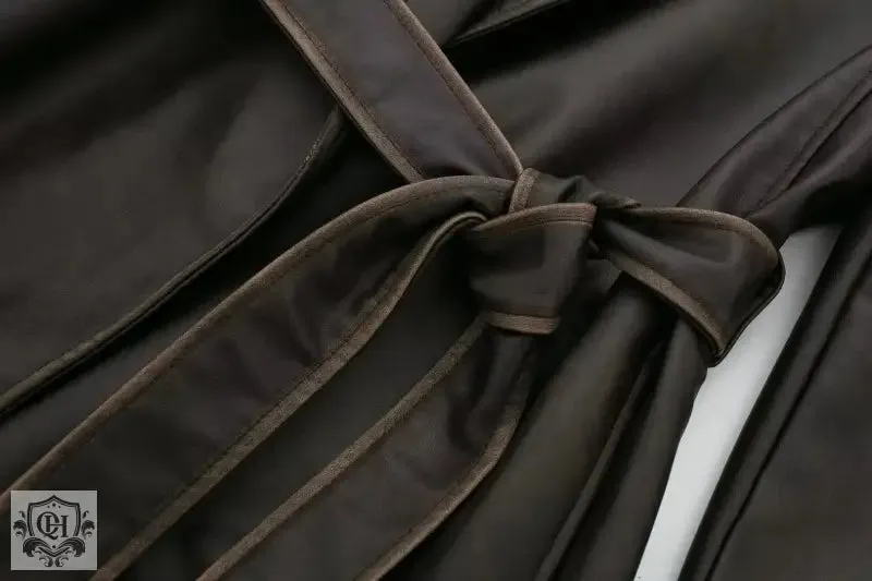 Faux Leather Long Coat