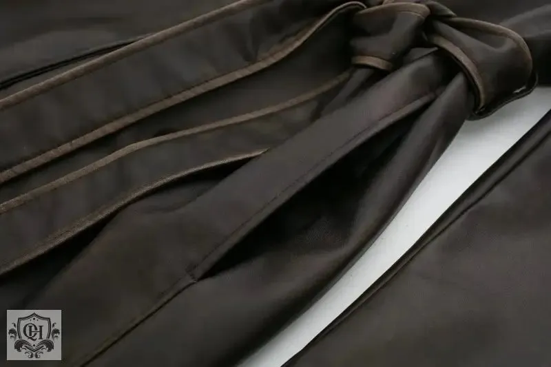 Faux Leather Long Coat