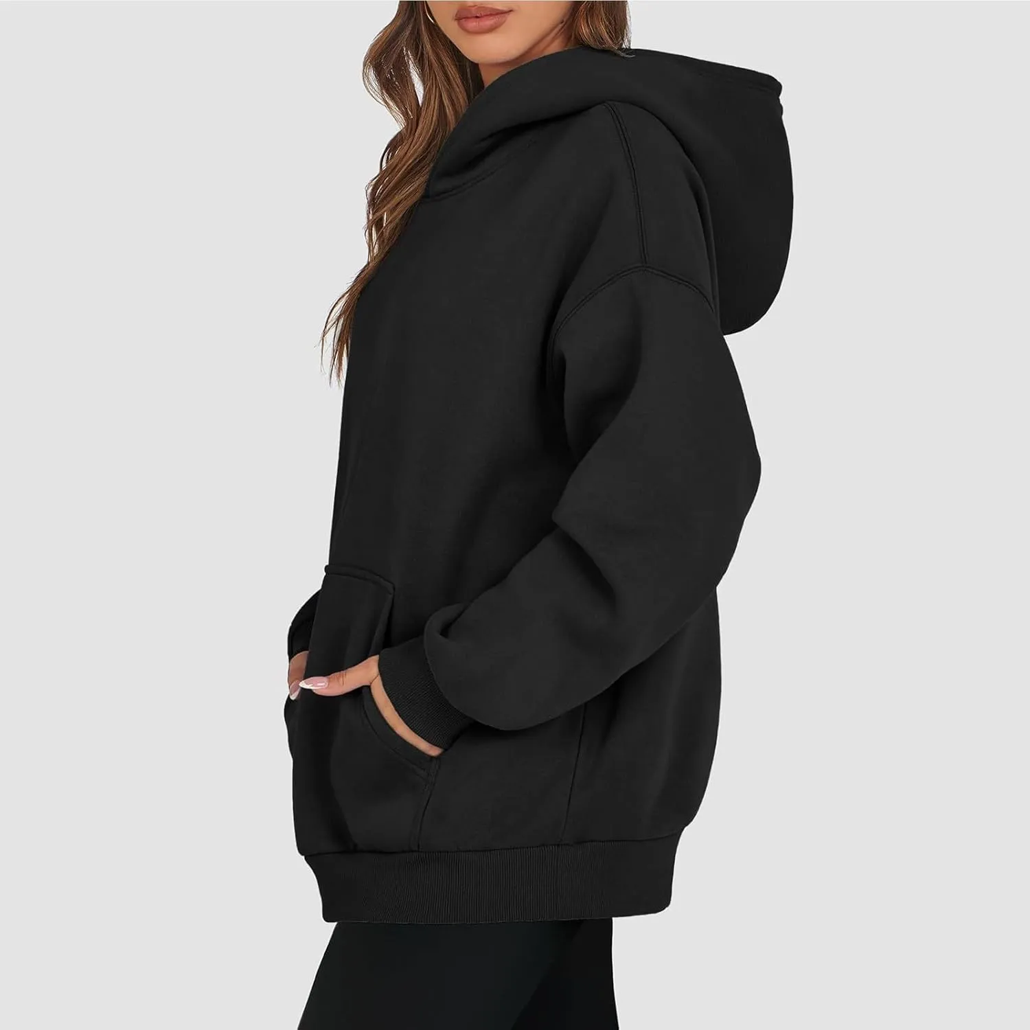 Fleece Hoodies for Women Oversized Preppy Sweatshirt Pullover Lightweight Sweatshirts Winter Sweaters with Pocket