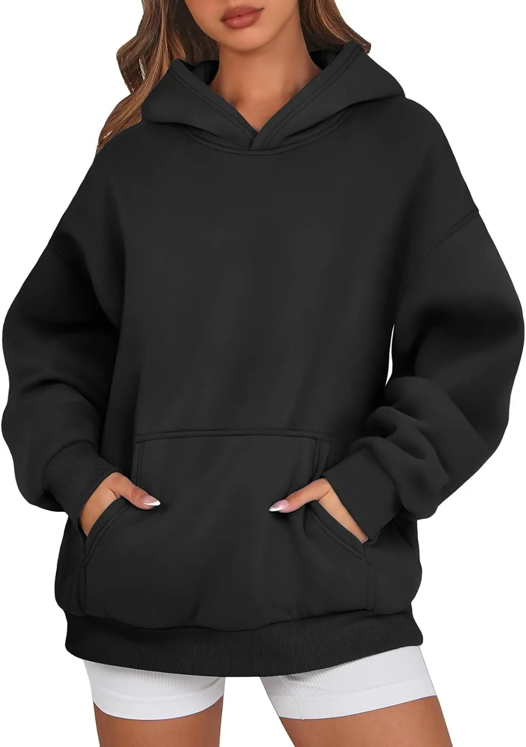 Fleece Hoodies for Women Oversized Preppy Sweatshirt Pullover Lightweight Sweatshirts Winter Sweaters with Pocket