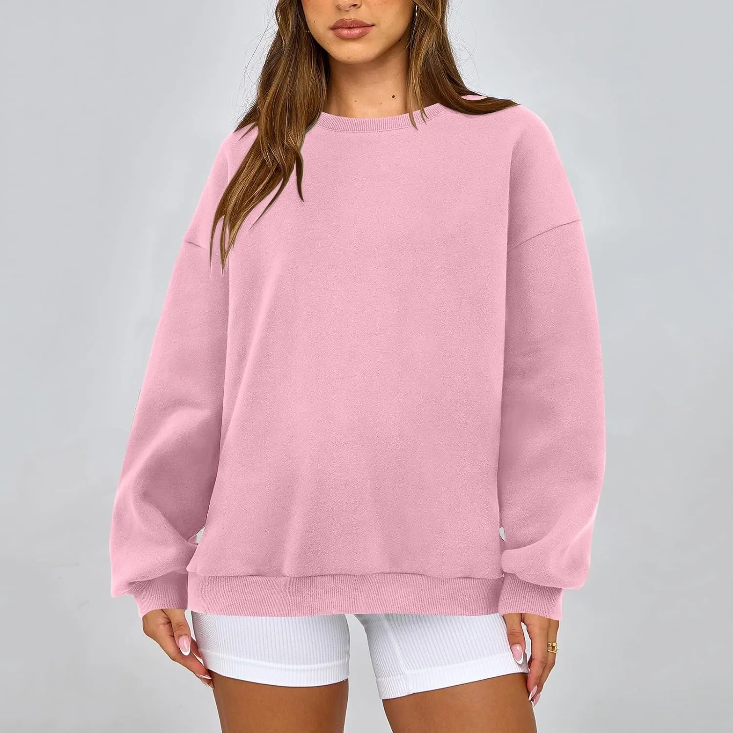 Fleece Plus Size Crewneck Sweatshirts Women Oversized Sweatshirt Hoodies Tunic Pullover Warm Sweaters Casual Tops