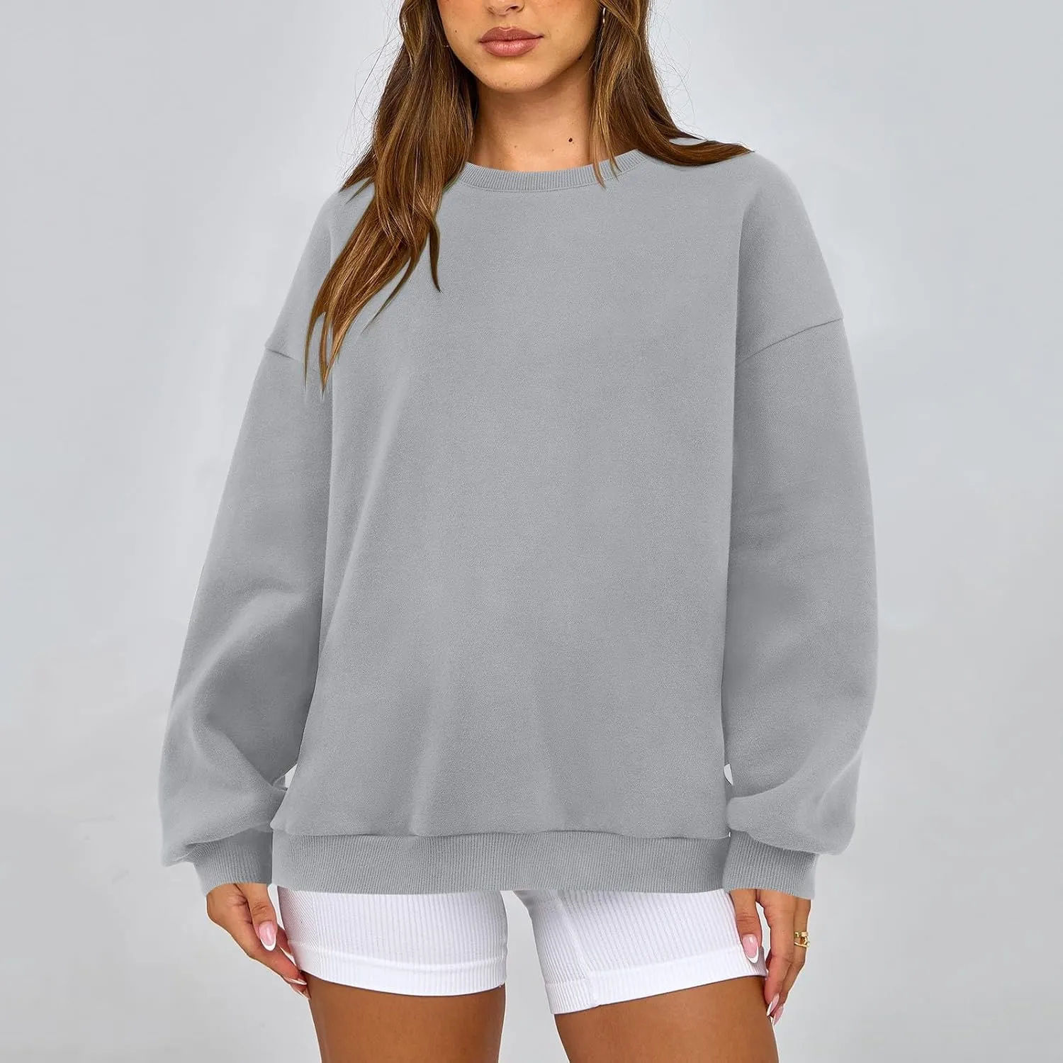Fleece Plus Size Crewneck Sweatshirts Women Oversized Sweatshirt Hoodies Tunic Pullover Warm Sweaters Casual Tops
