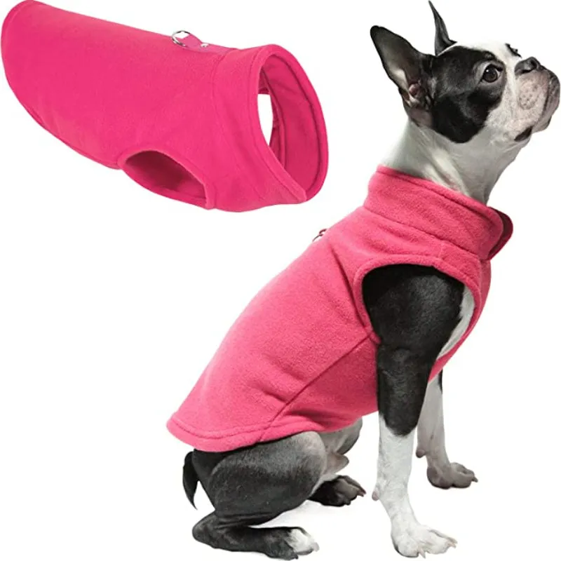 Fleece Vest Dog Jacket With O-Ring Leash