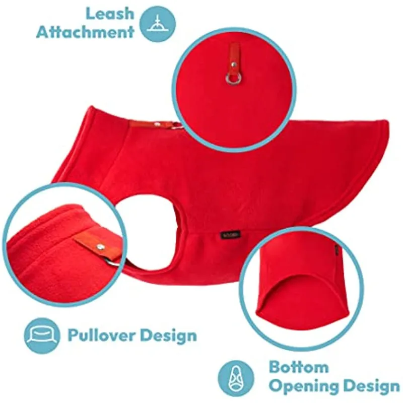 Fleece Vest Dog Jacket With O-Ring Leash