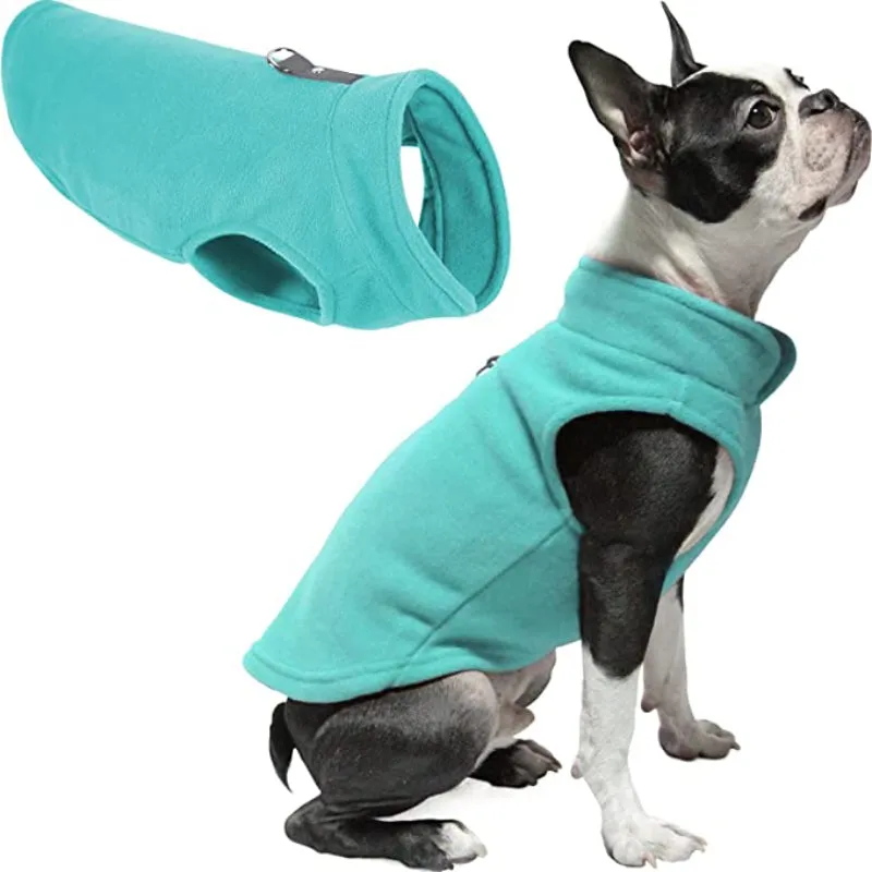 Fleece Vest Dog Jacket With O-Ring Leash
