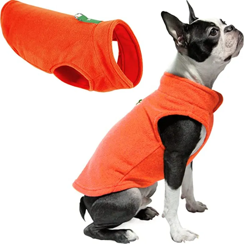 Fleece Vest Dog Jacket With O-Ring Leash