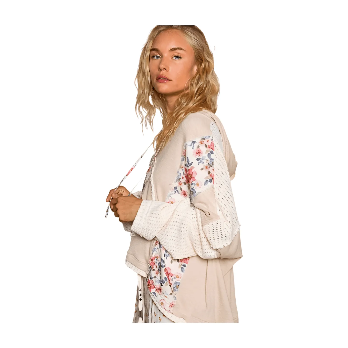 Floral Peach Patch Hoodie